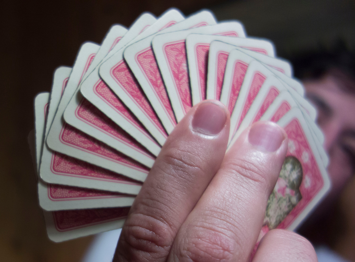 a card game or playing with cards